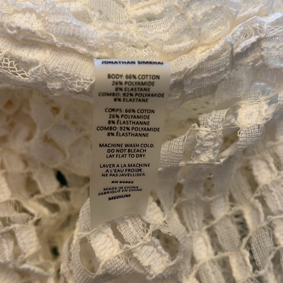 Jonathan Simkhai white mini basketweave coverup caftan. Never worn. Size Medium - Picture 4 of 9